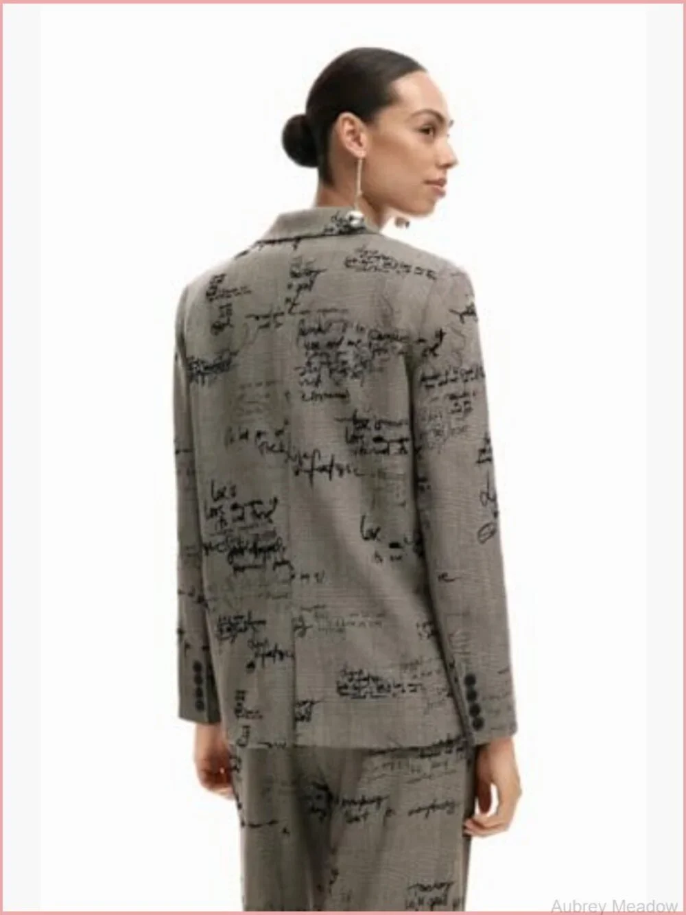 Trench Coat with Zipper Closure Long Sleeve Letter Print